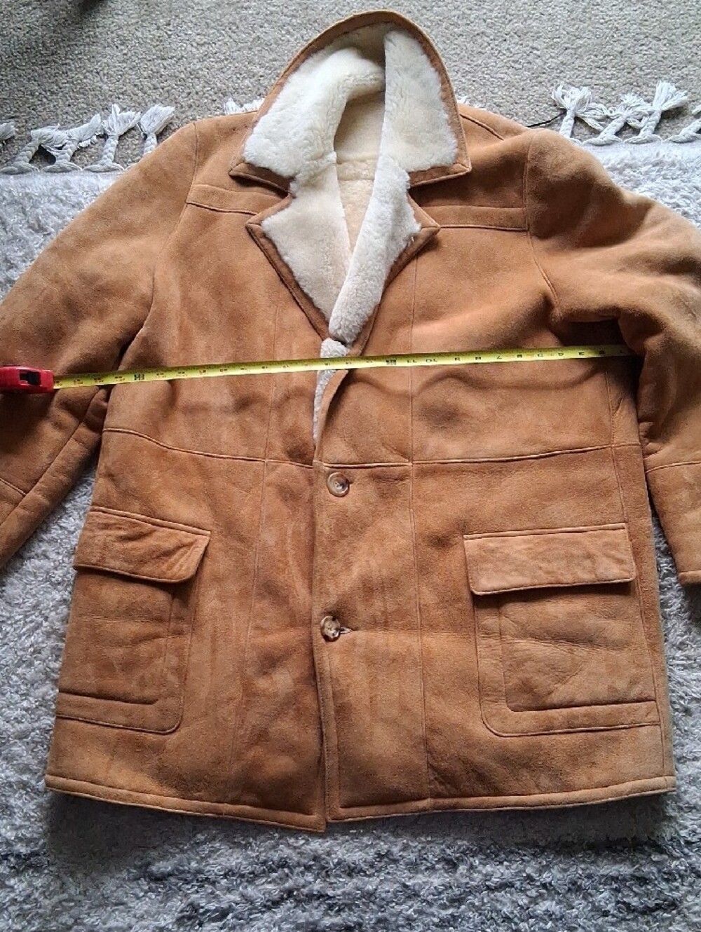 Womans Tan Shearling-Lined Winter Coat 48 - Picture 5 of 10